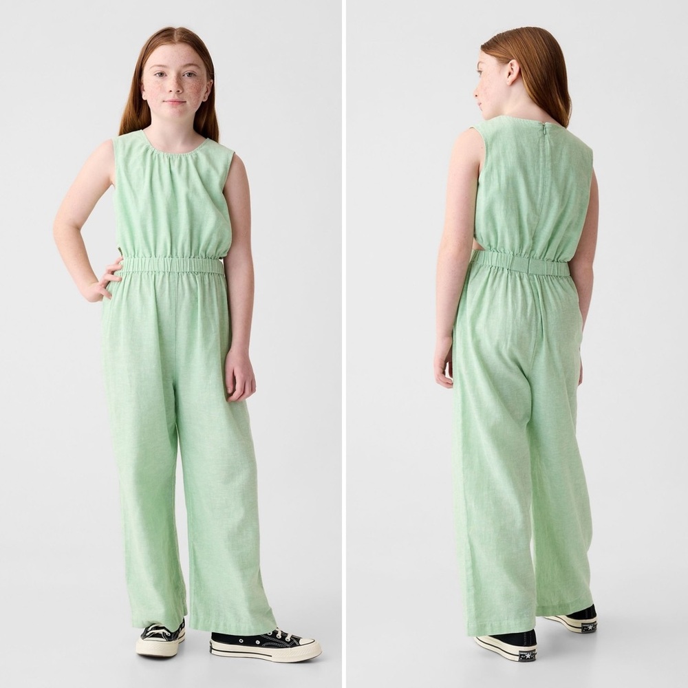 NWT GAP Kids Linen-Cotton Cutout Jumpsuit, Size S (6-7)
